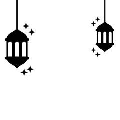 Ramadhan clip art with line art concept, black color