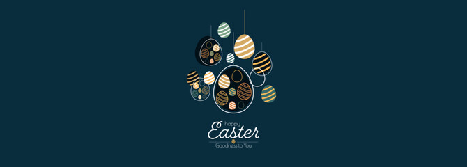 Happy Easter banner. Modern minimal design. Flat vector illustration.