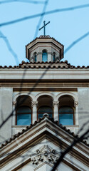Obraz premium Low angle view of the upper part of a church.