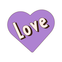 Retro style Valentine's day. Groovy retro heart. Valentines day greeting card.Hippie happy heart in retro cartoon style.Valentines Day. Vintage heart.Vector illustration of y2k.