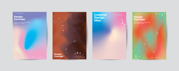 Obraz premium Company identity brochure template collection. Business presentation vector A4 vertical orientation front page mock up set. Corporate report cover abstract geometric illustration design layout bundle.