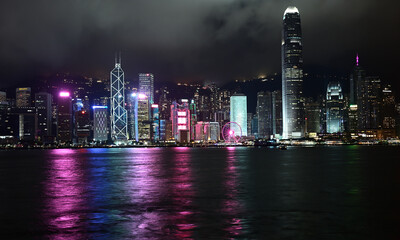 Hong Kong city skyline at night