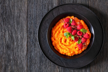 Sweet Potato Mash topped with fresh Raspberries