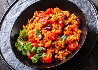 jollof rice with red beans, tomato, spices