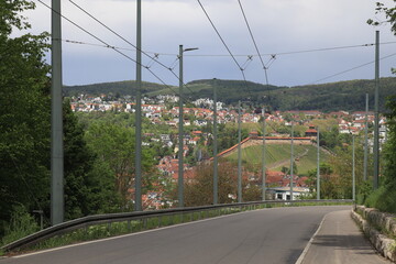 Fototapeta na wymiar O-Bus Strecke bei Esslingen