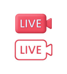 3D Live streaming icon. Broadcasting, livestream or online stream. Social media concept.