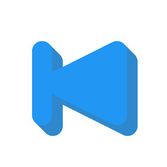 3d blue previous play icon, previous video icon