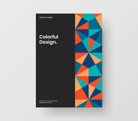 Bright geometric tiles journal cover concept. Amazing pamphlet A4 vector design template.