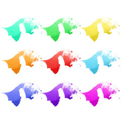Country map watercolor sublimation backgrounds set on white background. Brunei