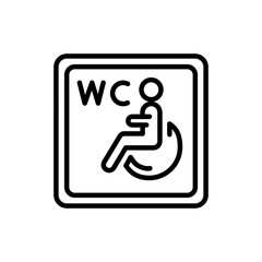 Disabled toilet color line icon. Disability. Isolated vector element.