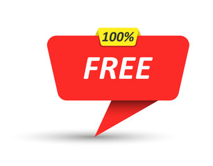 100 percent FREE. Vector banner, pointer, sticker, label or speech bubble. Template for websites, applications and creative ideas