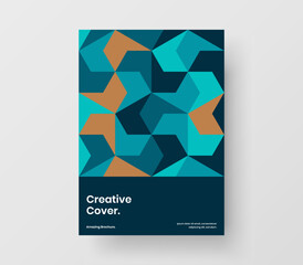 Fototapeta premium Fresh presentation A4 vector design template. Unique mosaic hexagons cover concept.