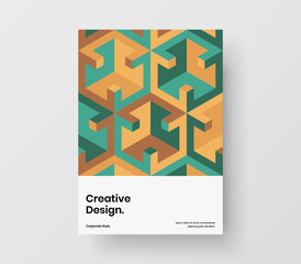 Vivid pamphlet A4 design vector concept. Simple geometric pattern handbill template.