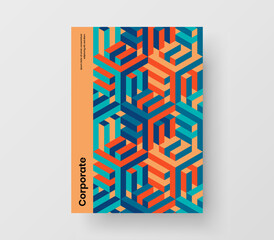 Clean geometric tiles placard layout. Premium pamphlet design vector illustration.