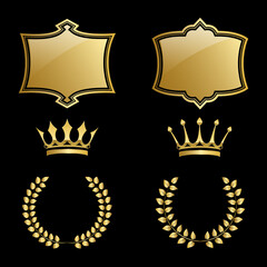 golden shield with laurel wreath crown