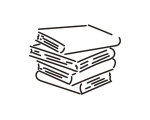 積読　積まれた本　積ん読　イラスト