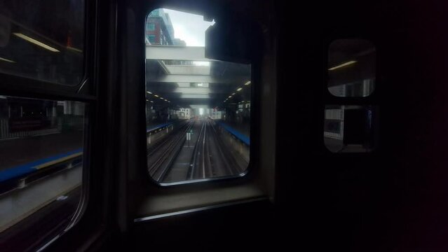 driver point of view inside subway hyperlapse of chicago city buildings historic rail concept travel panoramic views economic city