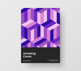 Original booklet A4 design vector concept. Bright mosaic shapes magazine cover illustration.