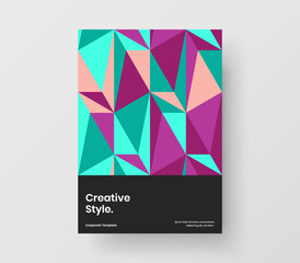 Simple mosaic hexagons brochure concept. Isolated presentation A4 design vector template.