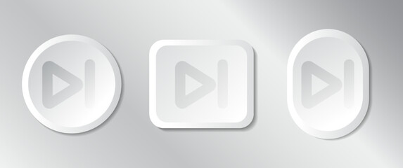 Next amd forward button vector set, 3D realistic white tone style, player button collection, technology and online streaming buttons, technology illustration, sign and symbol.