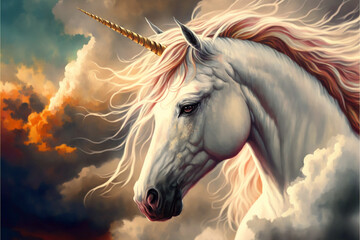 Obraz na płótnie Canvas Beautiful unicorn, generative ai