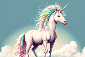 Naklejka na ściany i meble Beautiful unicorn, generative ai