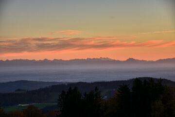 Sonnenuntergang, Abendrot, Voralpen, Oberösterreich, Himmel, verfärbt, Oberösterreichische...