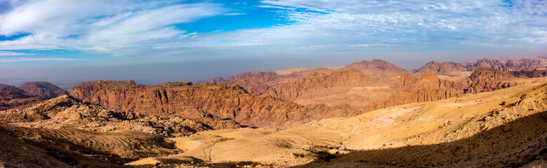 landscape panorama of petra mountains and desert,Jordan
