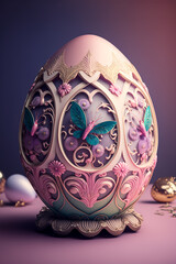3d beautiful Easter eggs illustration, Generative ai