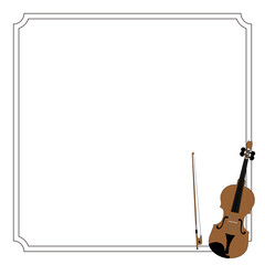 シンプルでリアルなバイオリンのイラストフレーム素材