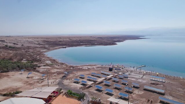 Drone shot of kalia beach the dead sea israel