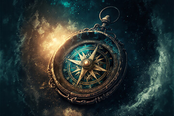 Compass illustration, generative ai