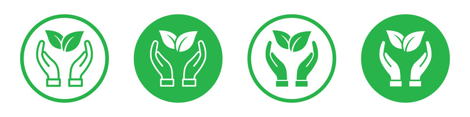 Leaf on hand icon. Ecology icon. Organic icon, vector illustration