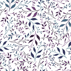 Floral twig seamless pattern vector. Exotic berry