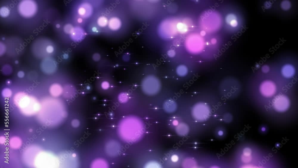 Poster violet abstract bokeh background sparkling lights effect. floating blurry balls close up. grain blur