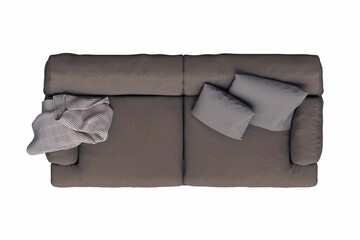 sofa isolated on white background, interior furniture, 3D illustration, cg render