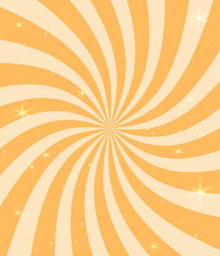 Retro circus background with curved rays. Old paper. Vintage background with grunge texture and shining stars.