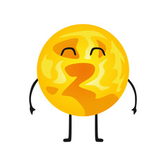 Cute sun star doodle cartoon character icon, vector illustration in trendy style, isolated on white background. Editable graphic resources for many purposes. Colored funny characters of planets