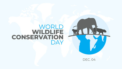 World Wildlife Conservation Day vector illustration template in trendy design style with globe and mammal. International event observed every dec 4. Perfect for your poster or banner.