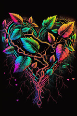 Abstract flowers, neon flowers, generative ai