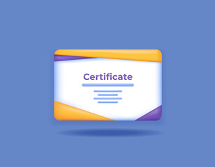 electronic certificate or e-certificate, certificate of appreciation, proof. certification. icons and symbols. 3d and realistic design. graphic elements