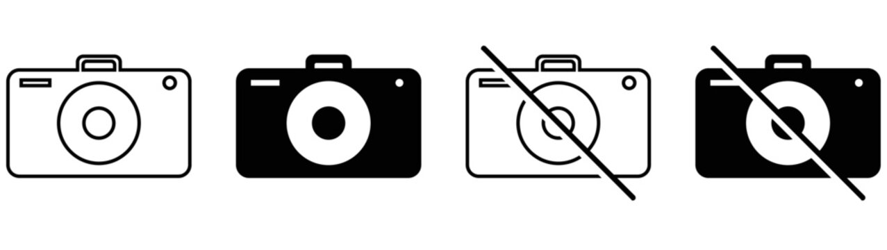 ban camera icon set simple. no camera collections. style symbol, vector illustration