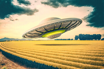 UFO Raumschiff Aliens Fliegende Untertasse Ausserirdische Invasion Riesiges Spaceship Übernahme Angriff Unvorstellbar Generative AI Digital Art Backdrop Hintergrund Illustration