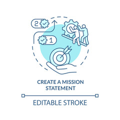 Create mission statement turquoise concept icon. Maintain customer service policy abstract idea thin line illustration. Isolated outline drawing. Editable stroke. Arial, Myriad Pro-Bold fonts used