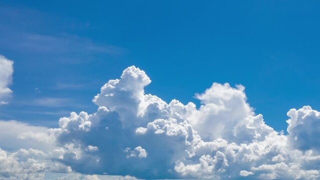 Blue sky with white clouds 4K time lapse. Sky background.