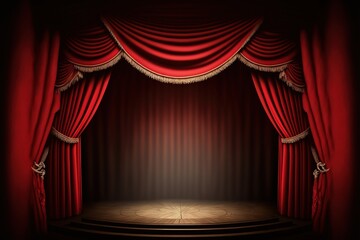 empty musical theater stage with curtains, ai generated