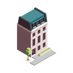 Isometric Town House Composition