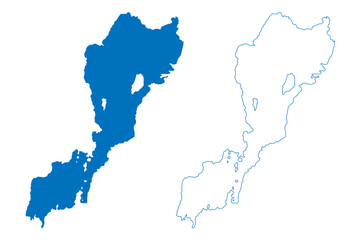 Lake Abaya (Africa, Federal Democratic Republic of Ethiopia) map vector illustration, scribble sketch map