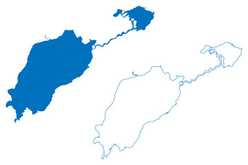 Lake Edward and George (Africa, Republic of Uganda, Democratic Republic of the Congo, Congo-Kinshasa, DR Congo) map vector illustration, scribble sketch Rwitanzigye or Rweru and Katunguru map