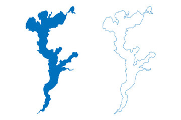 Lake Mai-Ndombe (Africa, Democratic Republic of the Congo, Congo-Kinshasa, DR Congo) map vector illustration, scribble sketch Mai Ndombe or Lake Leopold II map
